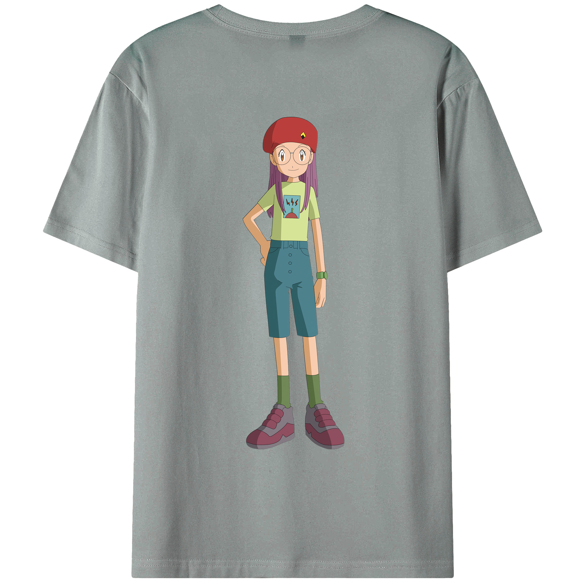 （画像用） Digimon デジタルモンスター/デジモン 綿100％ メンズ半袖Tシャツ（バックプリント） 通気性